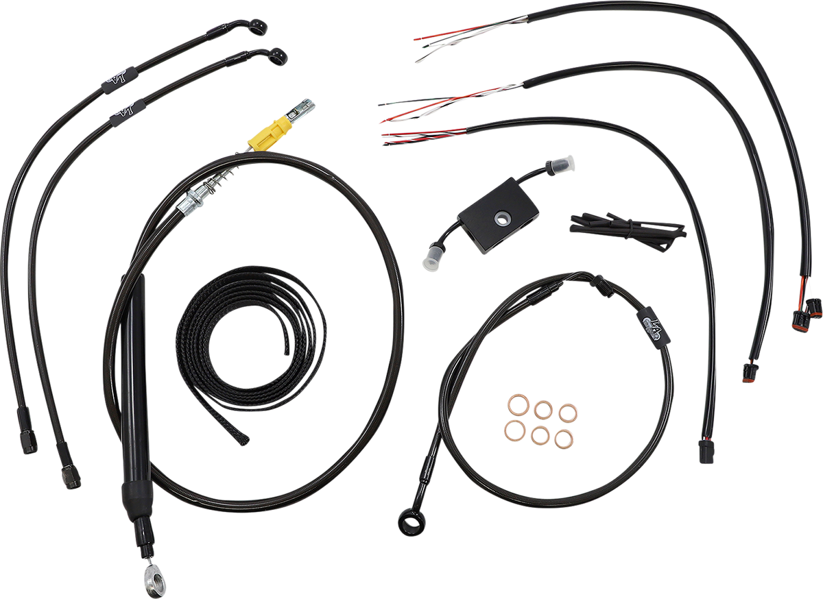 LA CHOPPERS Complete Midnight Braided Cable Kit - Quick Connect - 12"-14" Handlebars - ABS - '18-'24 Softail LA-8157KT2-13M