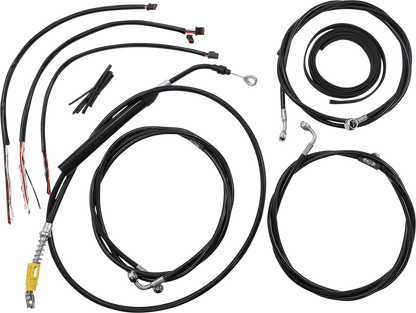 LA CHOPPERS Complete Black Vinyl Braided Handlebar Cable/Brake Line Kit - 15"-17" Handlebars - '21-'22 FLH LA-8056KT2-16B