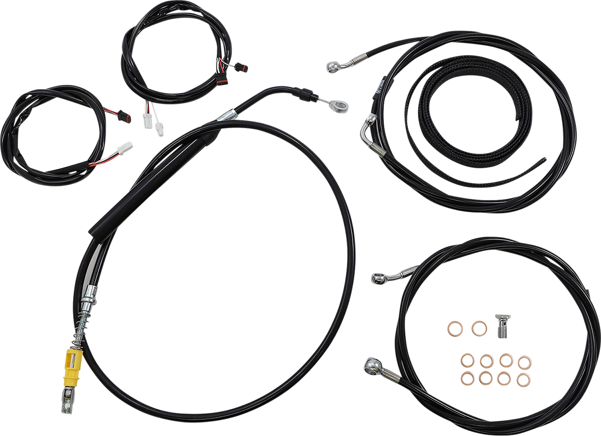 LA CHOPPERS Complete Plug-and-Play Cable Kit - 12" - 14" Handlebars - '21-'22 FLH - ABS - Black LA-8056KT3-13B