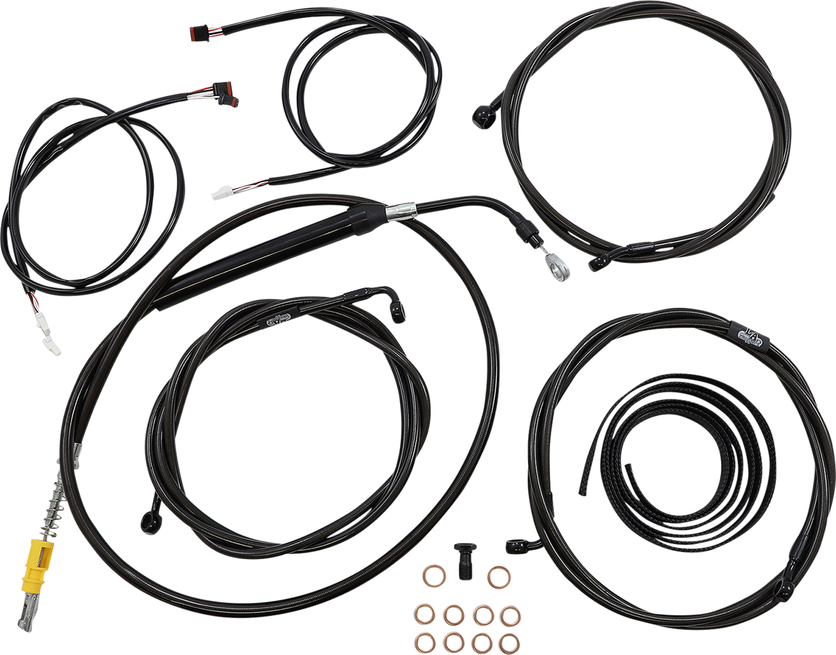 LA CHOPPERS Complete Plug-and-Play Cable Kit - 15" - 17" Handlebars - '21-'22 FLH - ABS - Midnight LA-8056KT3-16M