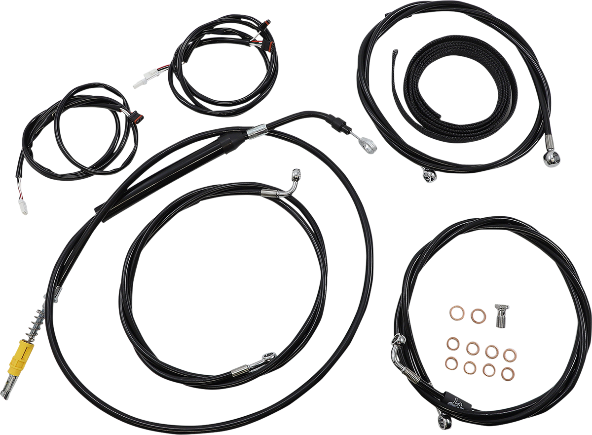 LA CHOPPERS Complete Plug-and-Play Cable Kit - 18" - 20" Handlebars - '21-'22 FLH - ABS - Black LA-8056KT3-19B