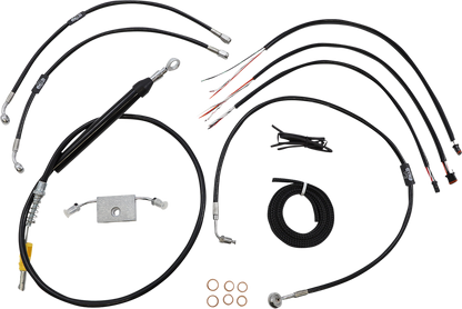 LA CHOPPERS Complete Black Vinyl Braided Handlebar Cable/Brake Line Kit - 12"-14" Handlebars - '18-'24 Softail LA-8157KT2-13B