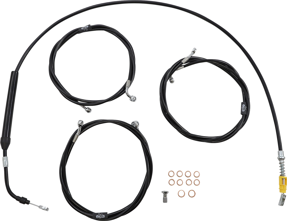 LA CHOPPERS Standard Black Vinyl Handlebar Cable/Brake Line Kit - 12"-14" Ape Hangers - '21-'22 FLH LA-8056KT-13B