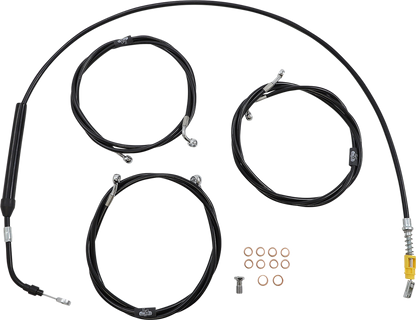LA CHOPPERS Standard Black Vinyl Handlebar Cable/Brake Line Kit - 12"-14" Ape Hangers - '21-'22 FLH LA-8056KT-13B
