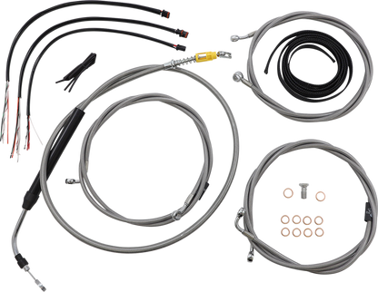 LA CHOPPERS Complete Stainless Braided Handlebar Cable/Brake Line Kit - 18"-20" Handlebars - '21-'22 FLH LA-8056KT2-19