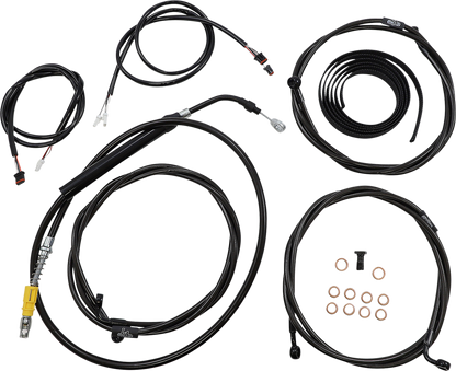 LA CHOPPERS Complete Plug-and-Play Cable Kit - 15" - 17" Handlebars - '21-'22 FLH - ABS - Black LA-8056KT3-16B