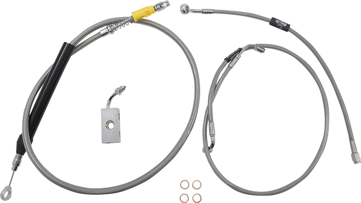 LA CHOPPERS Standard Stainless Braided Handlebar Cable/Brake Line Kit - 15"-17" Ape Hangers - '18-'22 Softail LA-8155KT-16