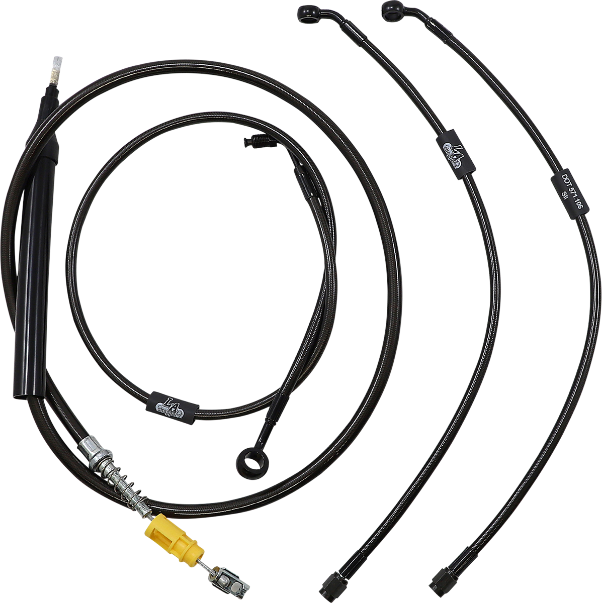 LA CHOPPERS Standard Midnight Braided Handlebar Cable/Brake Line Kit - 15"-17" Ape Hangers - '18-'24 Softail LA-8157KT-16M