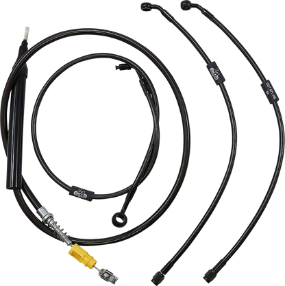 LA CHOPPERS Standard Midnight Braided Handlebar Cable/Brake Line Kit - 15"-17" Ape Hangers - '18-'24 Softail LA-8157KT-16M
