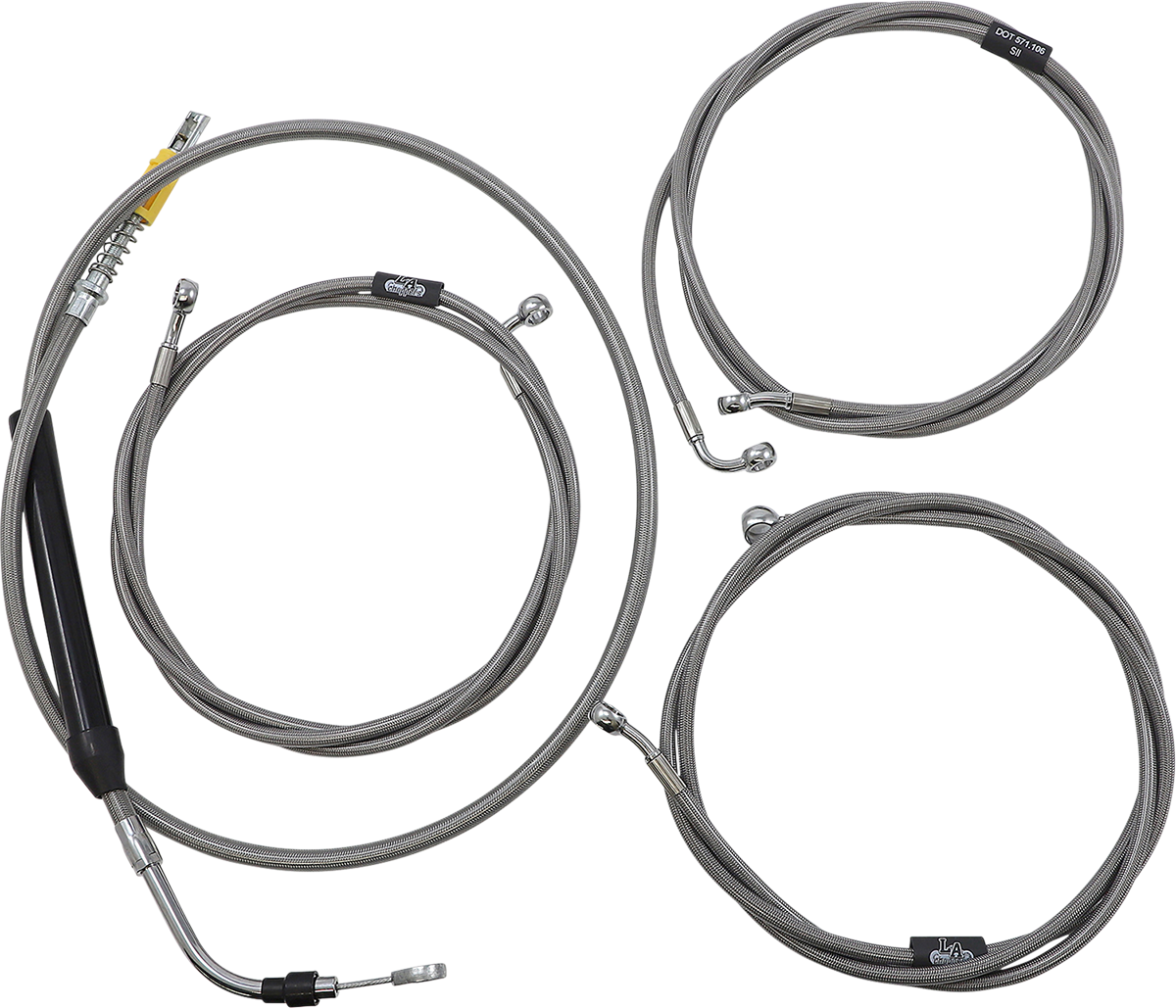 LA CHOPPERS Standard Stainless Braided Handlebar Cable/Brake Line Kit - 15"-17" Ape Hangers - '21-'22 FLH LA-8056KT-16