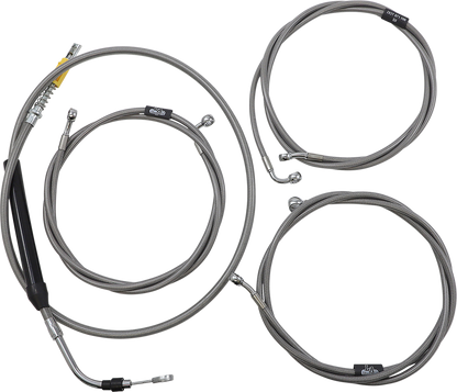 LA CHOPPERS Standard Stainless Braided Handlebar Cable/Brake Line Kit - 15"-17" Ape Hangers - '21-'22 FLH LA-8056KT-16