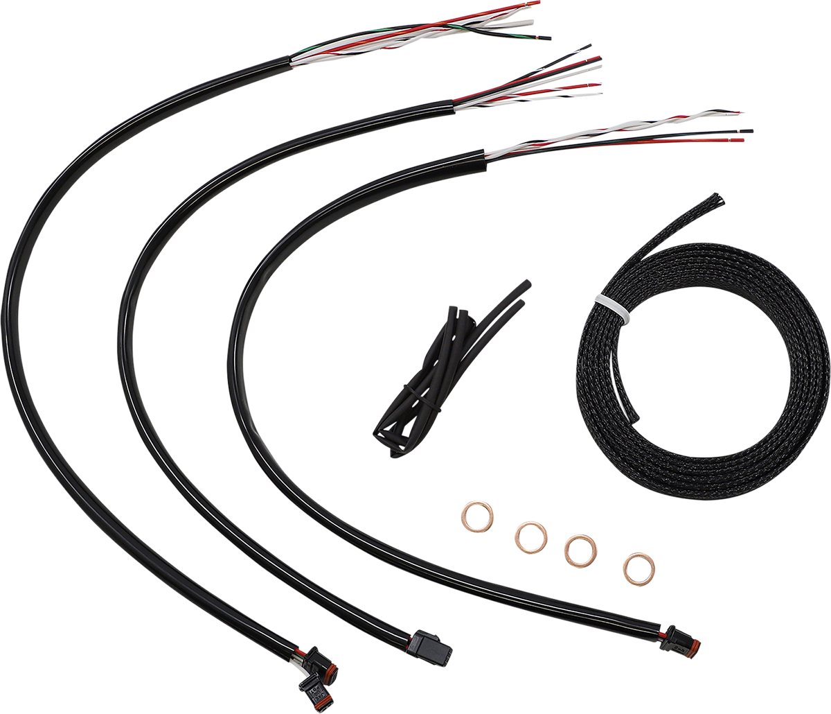 LA CHOPPERS Complete Stainless Braided Handlebar Cable/Brake Line Kit - 15"-17" Handlebars - '18-'22 Softail LA-8156KT2-16