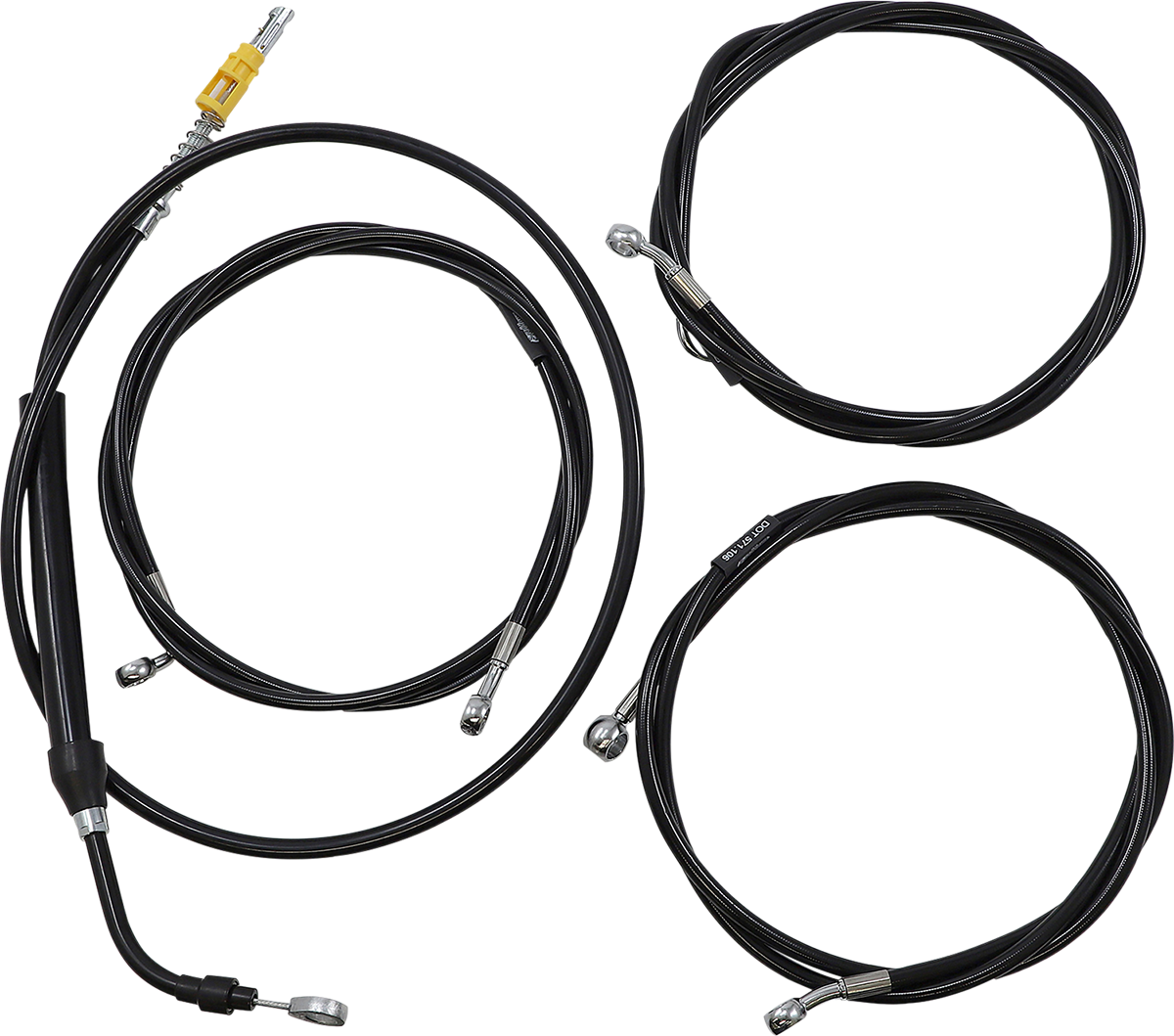 LA CHOPPERS Complete Black Vinyl Braided Handlebar Cable/Brake Line Kit - 12"-14" Handlebars - '21-'22 FLH LA-8056KT2-13B
