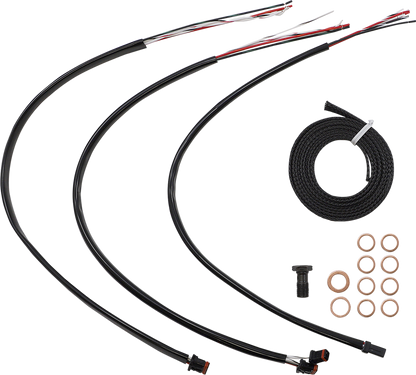 LA CHOPPERS Complete Midnight Braided Cable Kit - 12"-14" Handlebars - ABS - '21-'22 Touring LA-8056KT2-13M