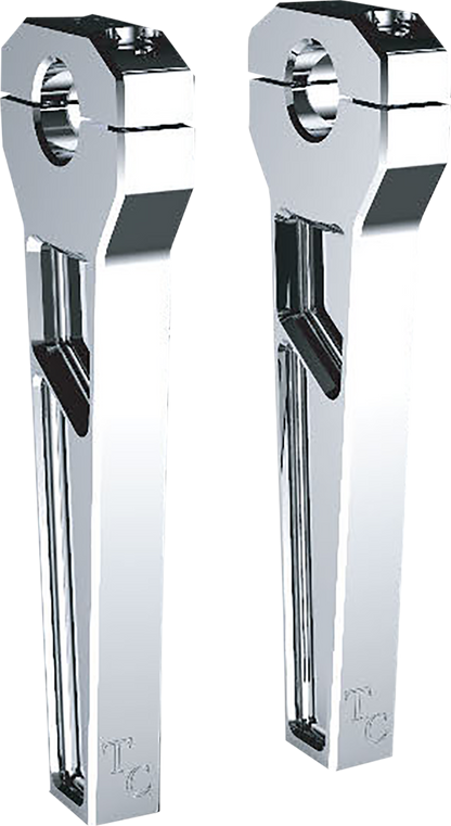 TODD'S CYCLE Risers - 1" Clamping - 8" Rise - Chrome TD-R11-08