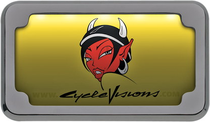 CYCLE VISIONS Beveled License Plate Frame - Chrome - with Plate Light CV-4616