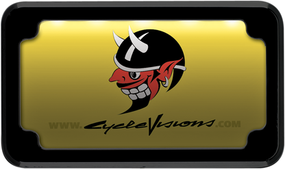 CYCLE VISIONS Beveled License Plate Frame - Black - with Plate Light CV-4616B