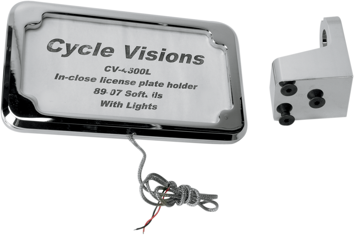 CYCLE VISIONS Vertical License Plate Mount with Light - Chrome - '86-'07 FLST/FXST CV-4600L