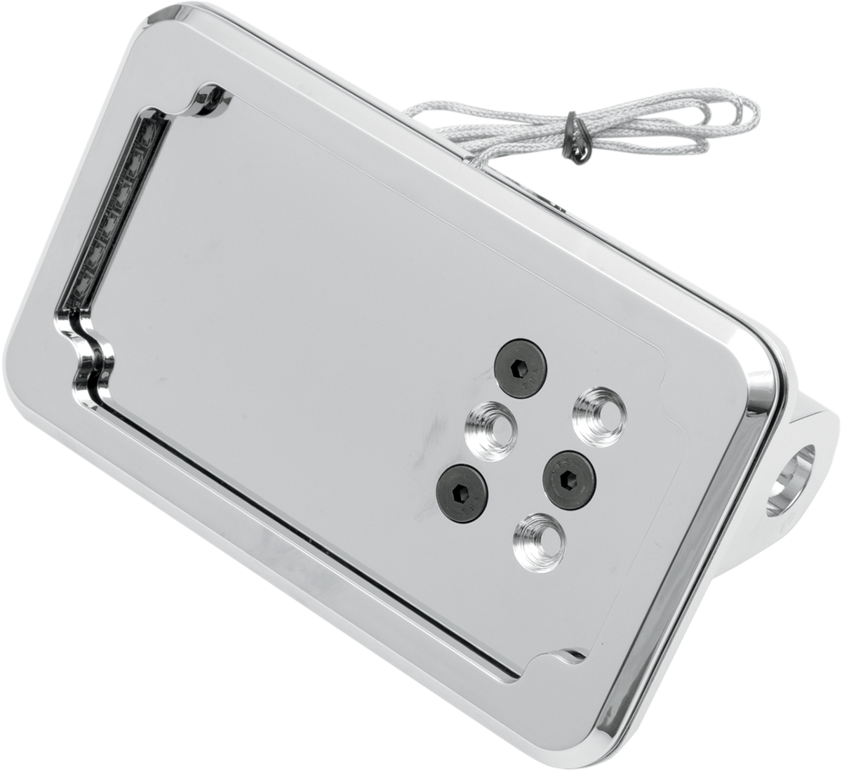 CYCLE VISIONS Horizontal License Plate Mount with Light - Chrome - '86-'07 FLST/FXST CV-4600LH