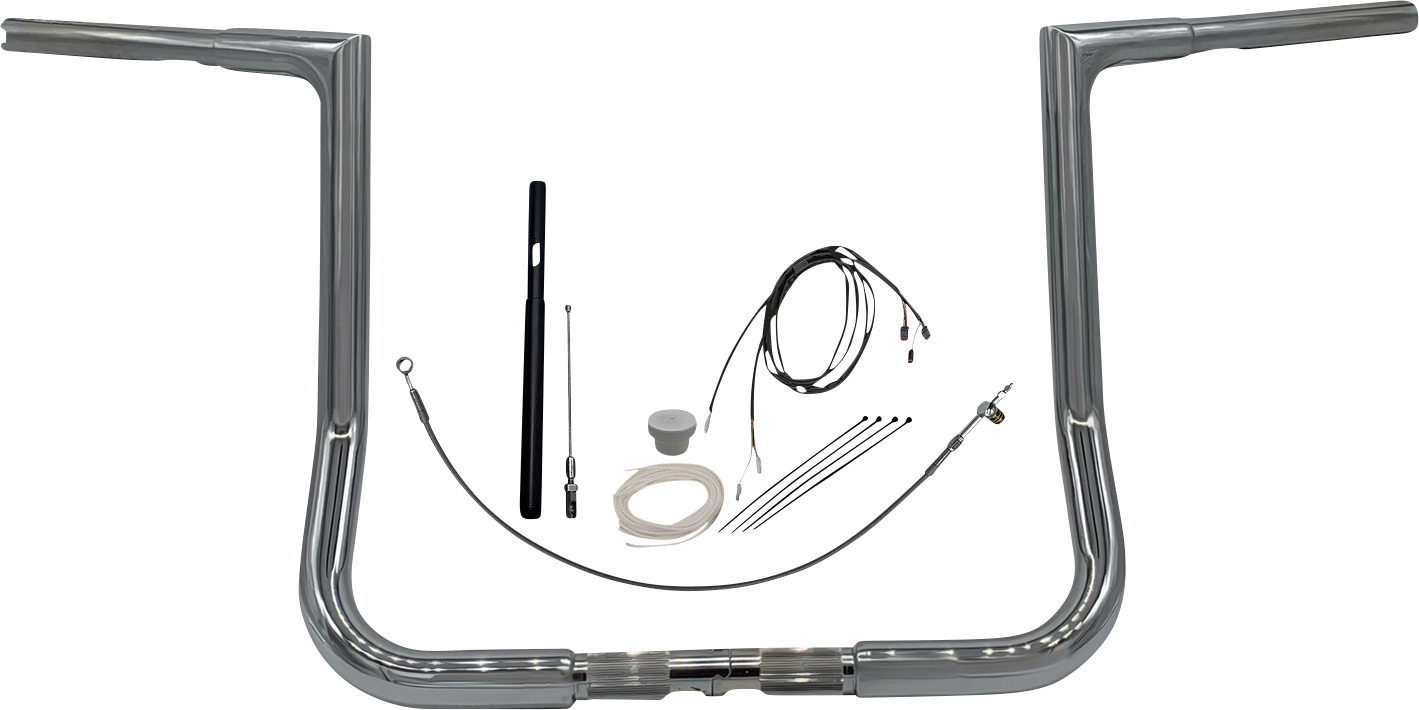 FAT BAGGERS INC. 1-1/4" EZ Install Flat Top Handlebar Kit - 14" - Chrome 719014