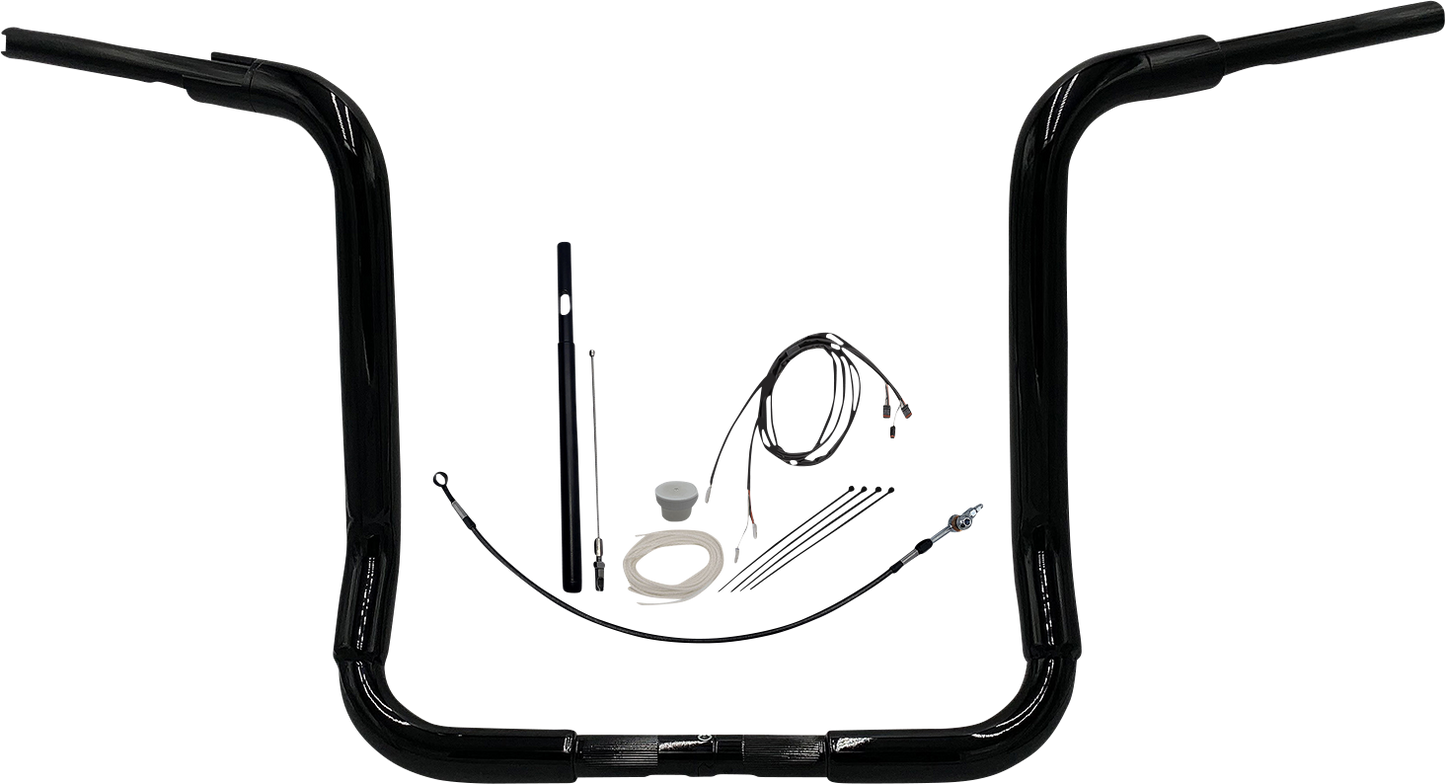 FAT BAGGERS INC. 1-1/2" EZ Install Rounded Top Handlebar Kit - 16" - Black 819416-B
