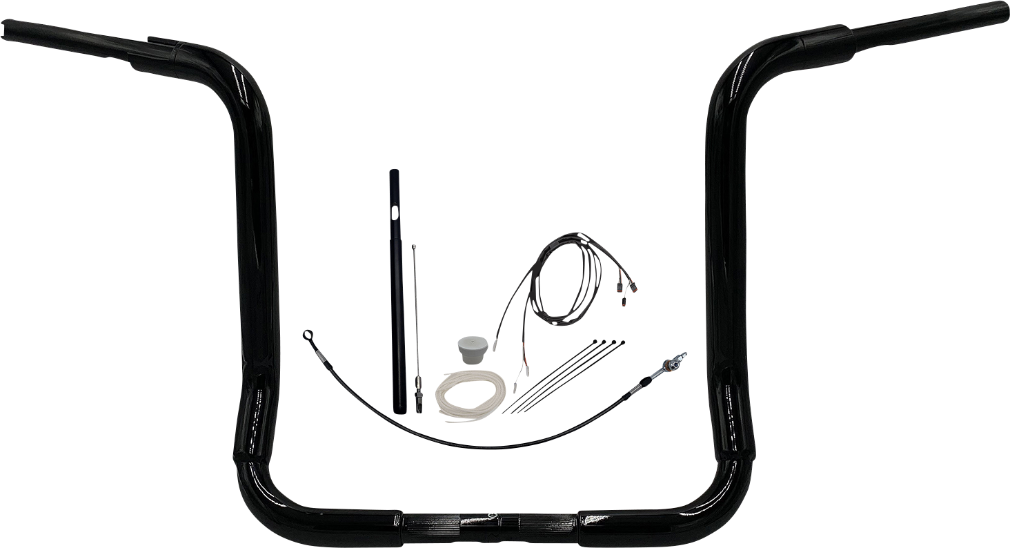 FAT BAGGERS INC. 1-1/2" EZ Install Rounded Top Handlebar Kit - 16" - Black 819416-B