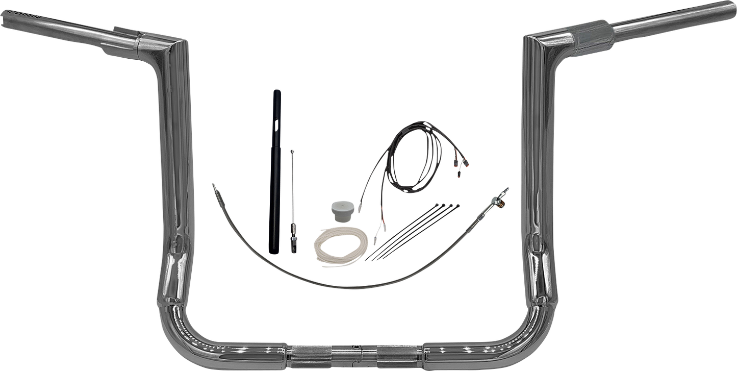 FAT BAGGERS INC. 1-1/2" EZ Install Flat Top Handlebar Kit - 14" - Chrome 619014
