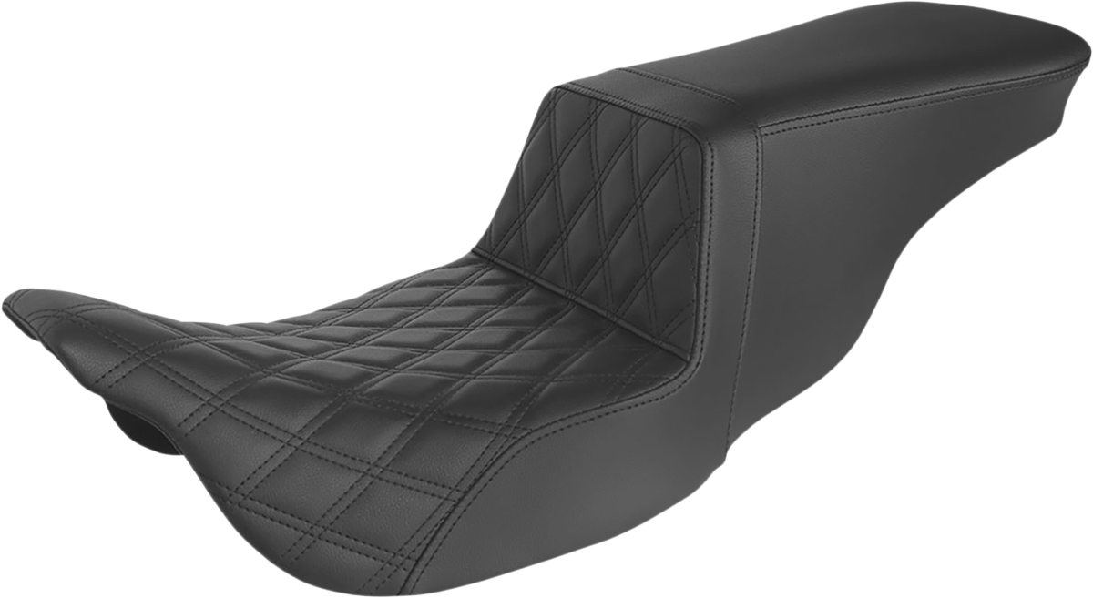 SADDLEMEN Tour Step-Up Seat - Front Lattice Stitch - Black - FL '08-'24 808-07B-192