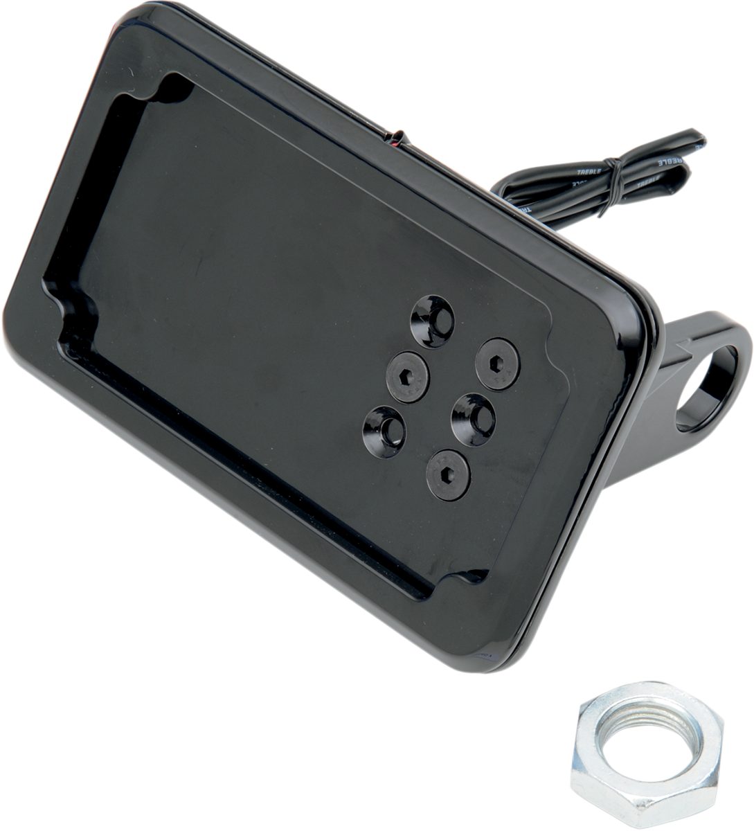 CYCLE VISIONS Horizontal License Plate Mount with Light - Black - '08-'17 FXD CV-4607BLH