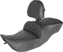 SADDLEMEN Roadsofa™ Seat - with Backrest - Full Lattice Stitch - Heated - '99-'07 FLH 897-06-182BRHC