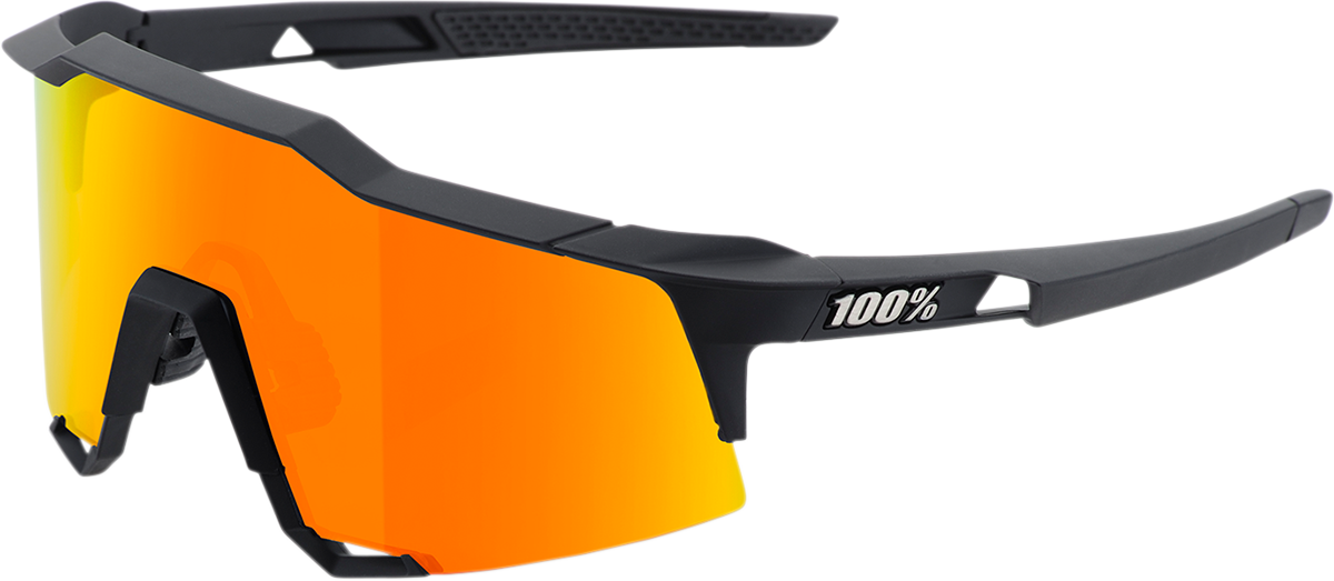 100% Speedcraft Sunglasses - Soft Tact Black - HiPER Red Multilayer Mirror Lens 60007-00008