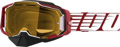 100% Armega Snow Goggle - Oversized Deep Red - Yellow Lens 50007-00006