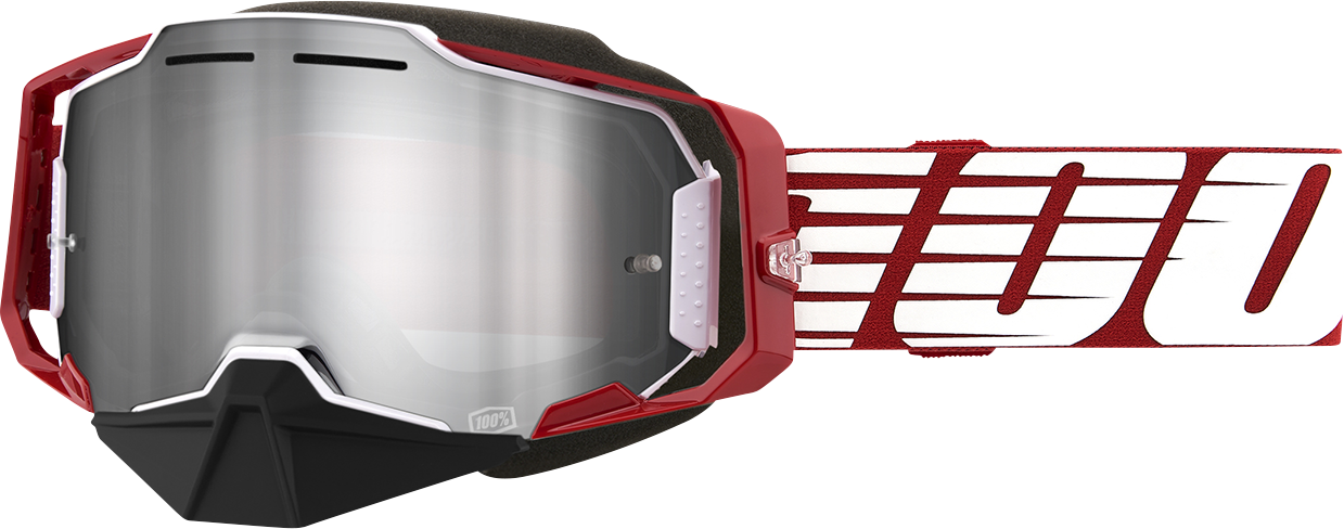 100% Armega Snow Goggle - Oversized Red - Flash Silver Mirror Lens 50008-00006