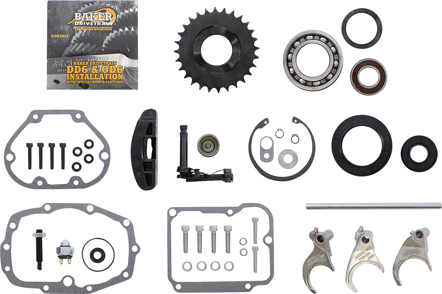 BAKER DRIVETRAIN Direct Drive Gear Set - 6-Speed - Polished - '01-'06 Softail/Dyna DD6-411PL-02