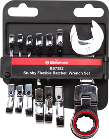 BIKESERVICE Wrenches - Stubby/Combination - Flex Head/Ratchet - Set 8 BS7352