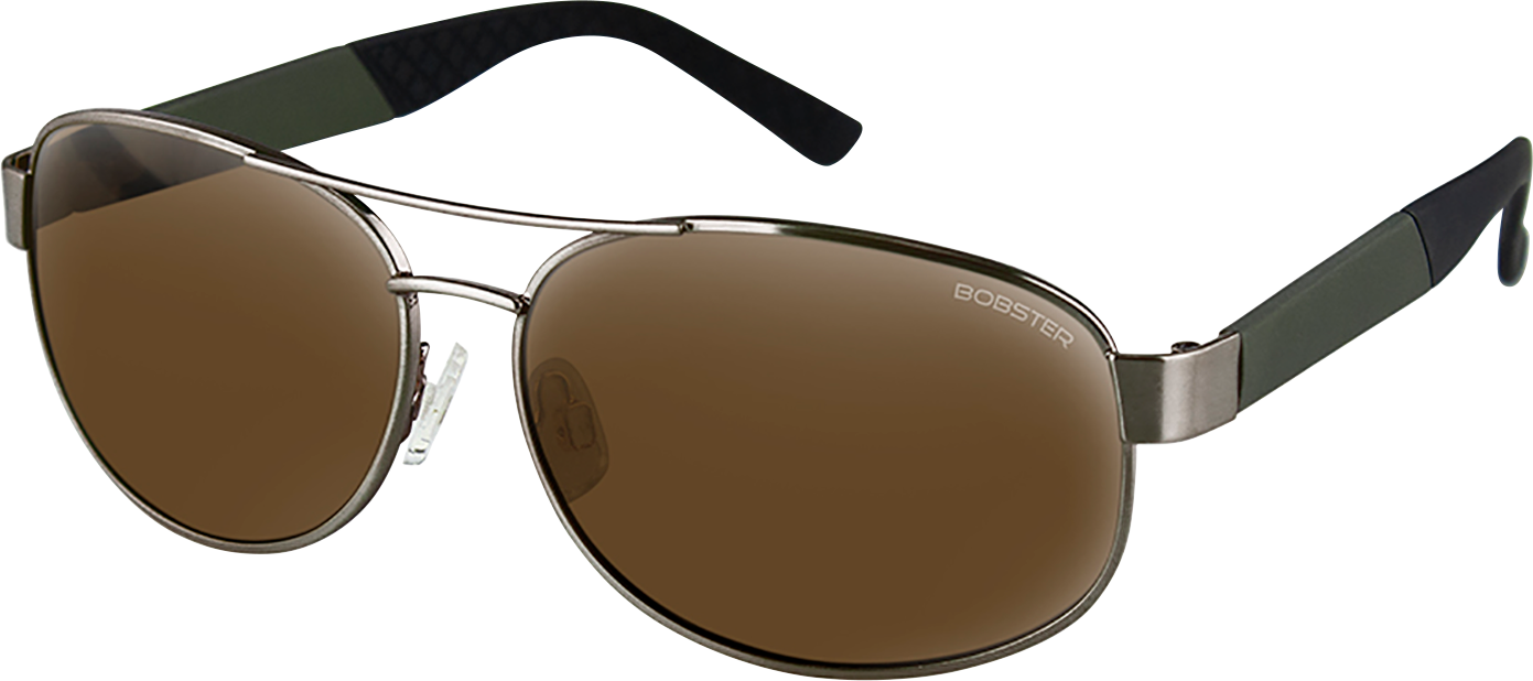 BOBSTER Commandant Sunglasses - Matte Metallic Olive Brushed Bronze - Brown Silver Mirror Lens BCOM102HD