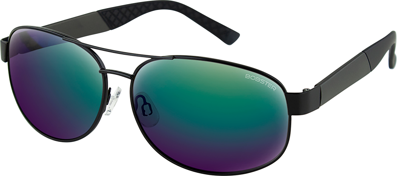 BOBSTER Commandant Sunglasses - Matte Metallic Charcoal/Black Metal - Brown Green Mirror Lens BCOM101HD