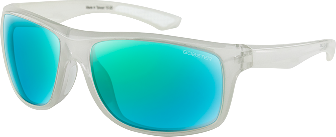 BOBSTER Luna Sunglasses - Gloss Crystal Pearl - Light Blue Green Mirror Lens BLUN103