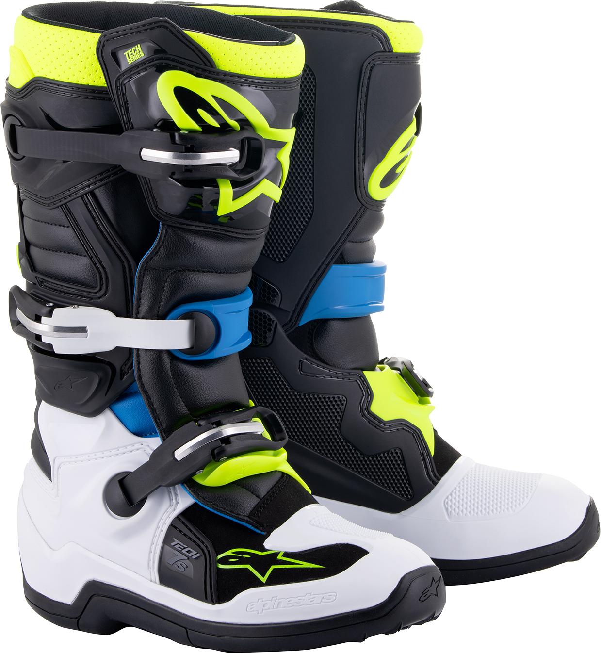 ALPINESTARS Youth Tech 7S Boots - Black/Blue/Yellow - US 5 / EU 38 2015017-1795-5