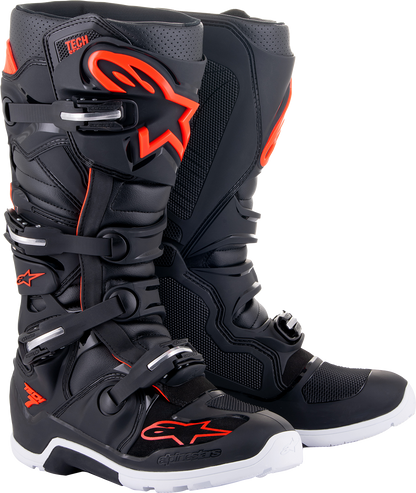 ALPINESTARS Tech 7 Enduro Boots - Black/Red Fluorescent - US 12 / EU 47 2012114-1030-12