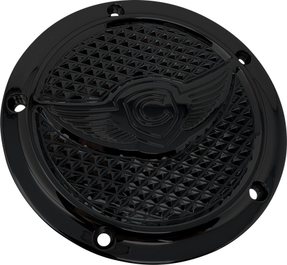 COVINGTONS Derby Cover - Diamondback - 5-Hole - Black - Twin Cam C3074-B