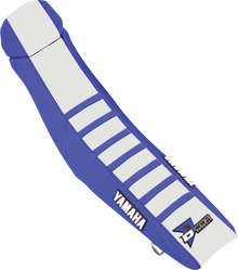 D'COR VISUALS Seat Cover - Blue/White w/ Blue Ribs - YZ '22-'26 30-50-146