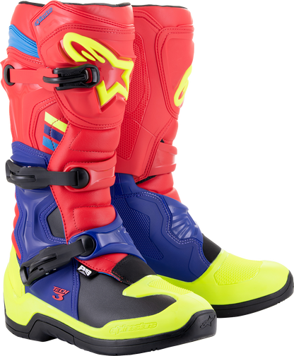 ALPINESTARS Tech 3 Boots - Red/Blue/Yellow Fluorescent - US 14 / EU 49.5 2013018-3375-14