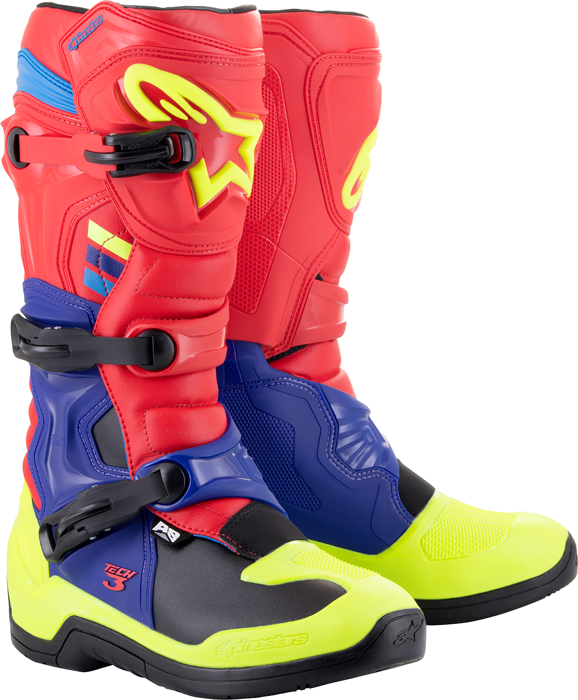 ALPINESTARS Tech 3 Boots - Red/Blue/Yellow Fluorescent - US 11 / EU 45.5 2013018-3375-11
