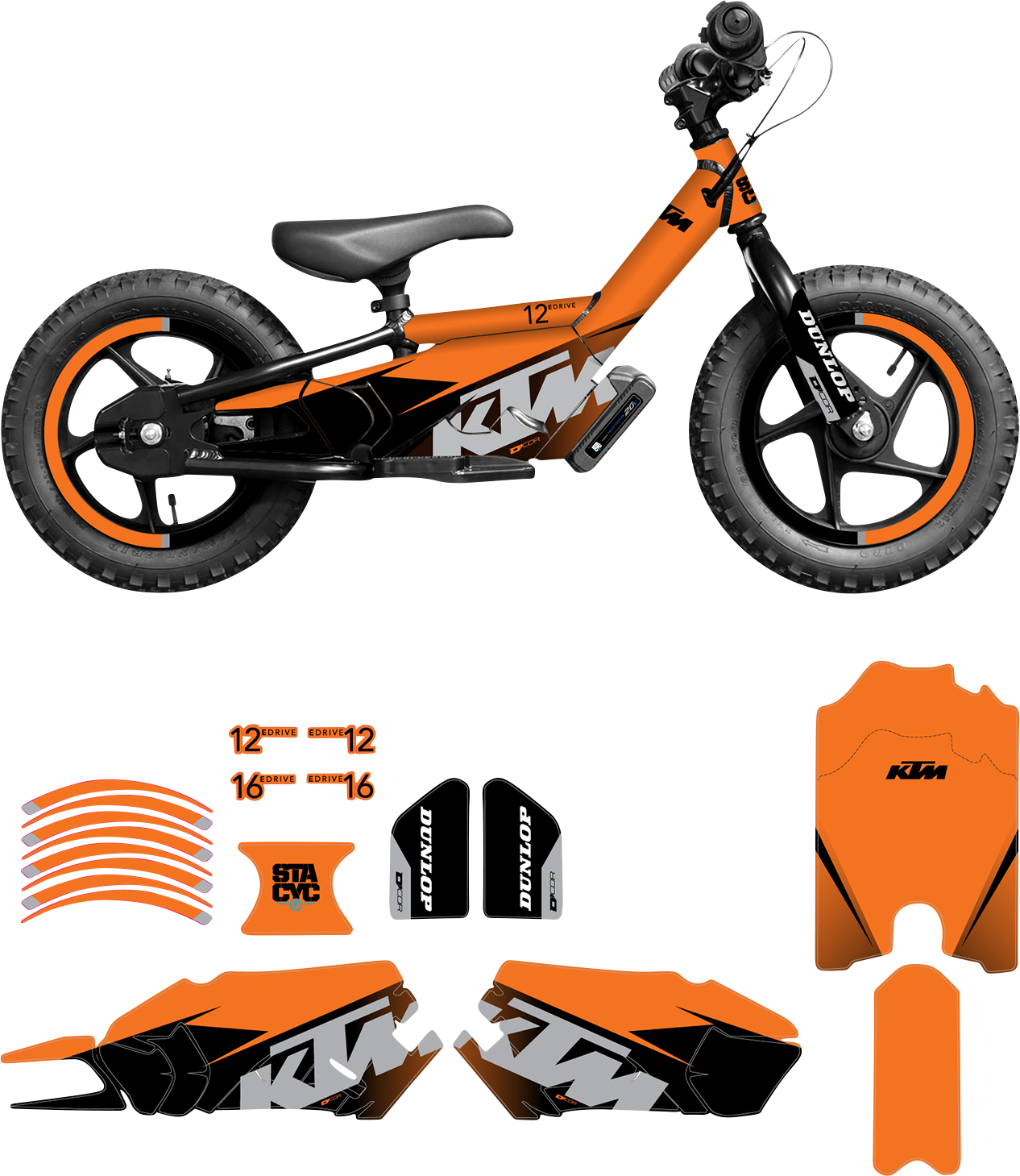 D'COR VISUALS STACYC™ Stability Cycle Graphic Kit - 12" & 16" - KTM 10-80-205