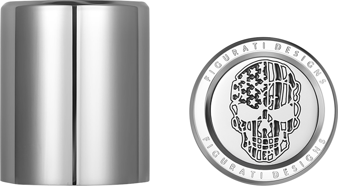 FIGURATI DESIGNS Docking Covers - American Flag Skull - Short - Contrast Cut - Silver FD27-DC-2530-SS