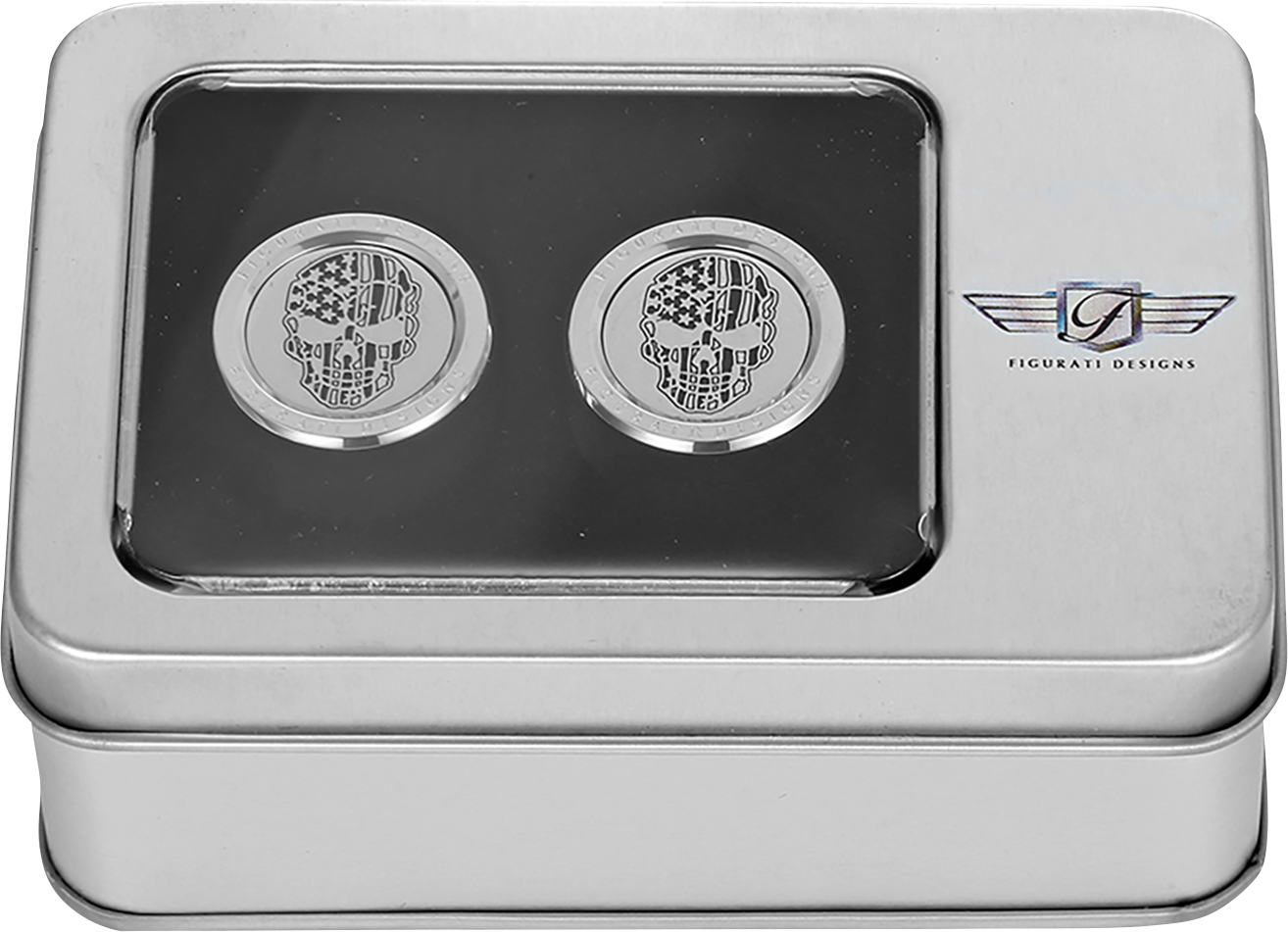 FIGURATI DESIGNS Docking Covers - American Flag Skull - Short - Contrast Cut - Silver FD27-DC-2530-SS
