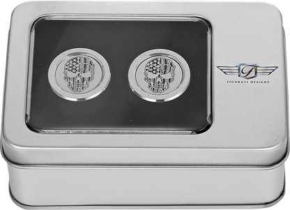 FIGURATI DESIGNS Docking Covers - American Flag Skull - Short - Contrast Cut - Silver FD27-DC-2530-SS