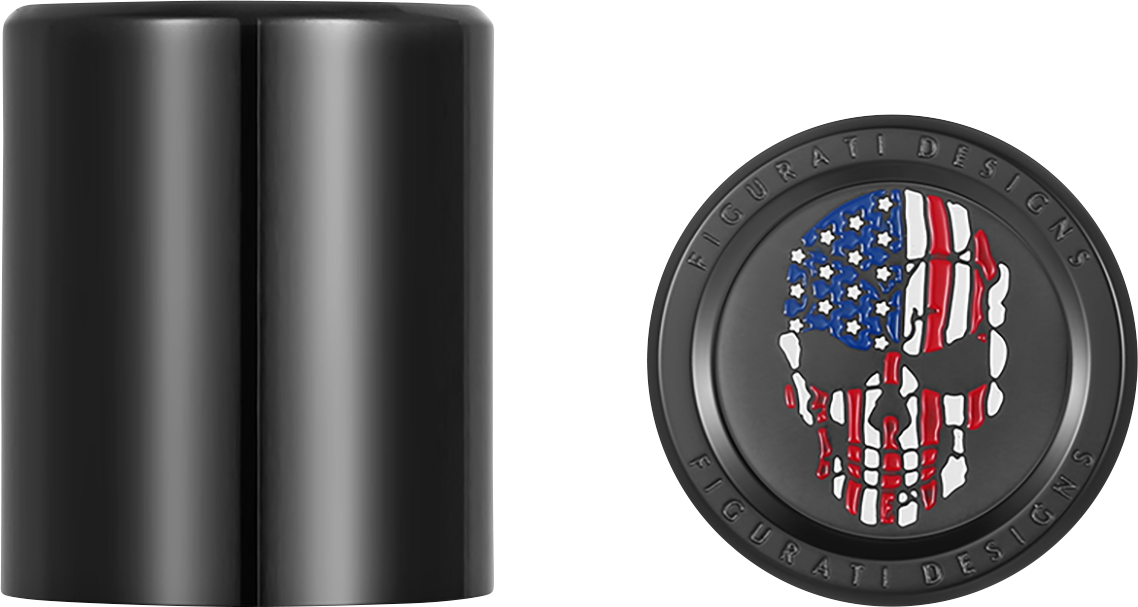 FIGURATI DESIGNS Docking Covers - Red/White/Blue American Flag Skull - Short - Black FD25-DC-2530-BK