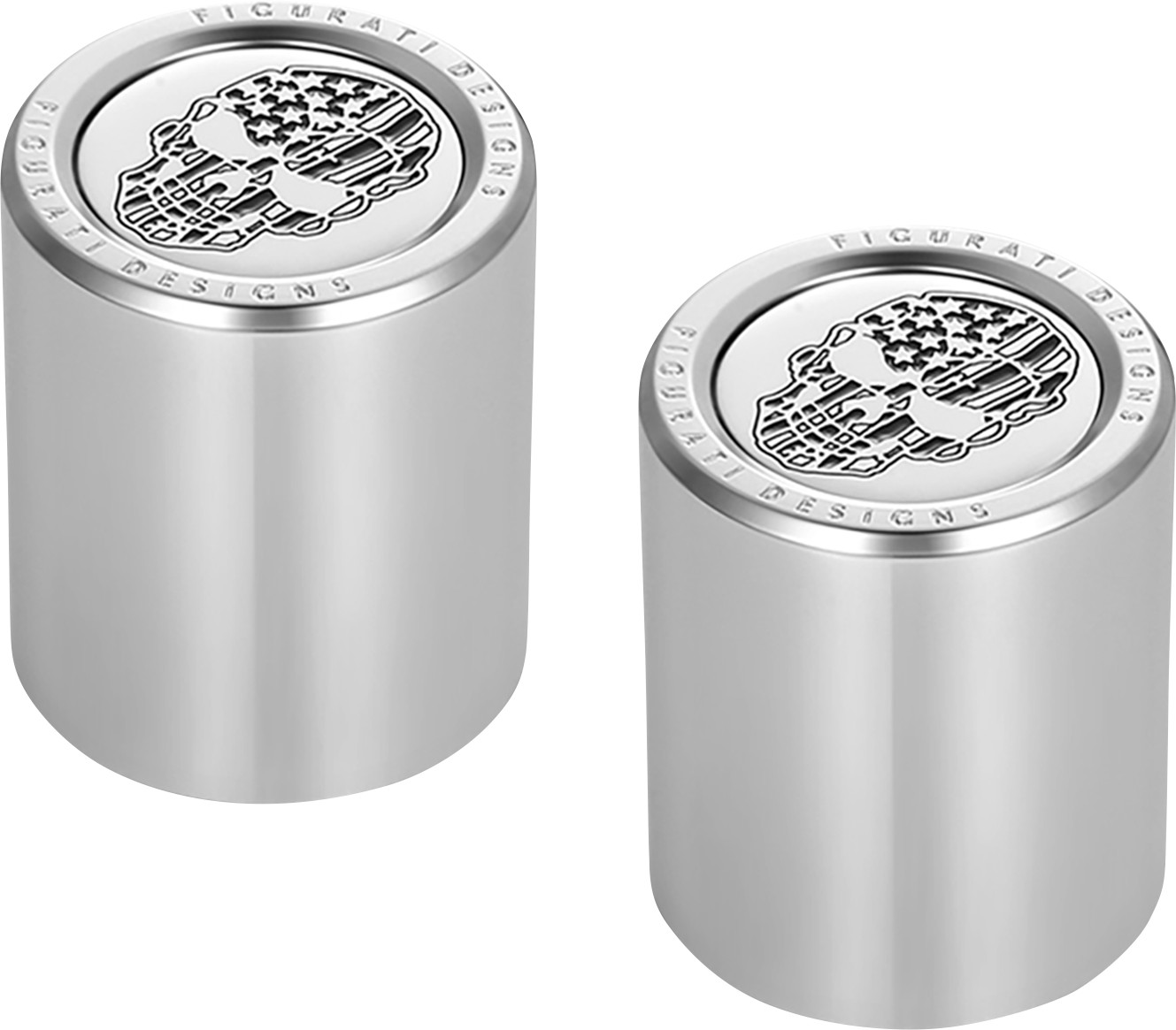 FIGURATI DESIGNS Docking Covers - American Flag Skull - Short - Contrast Cut - Silver FD27-DC-2530-SS